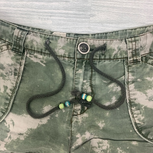 Free People Bleached Camo Linen Shorts - Picture 2 of 7